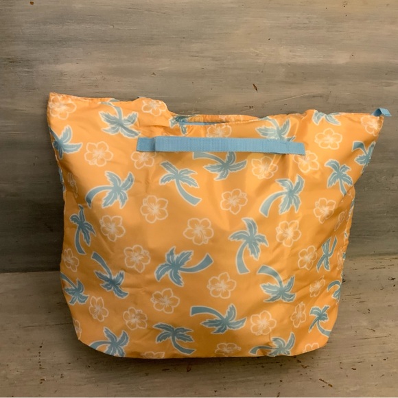 California Innovation Yellow Blue Palm Tree Hibiscus Flower Thermal Tote Bag LN - Picture 4 of 9